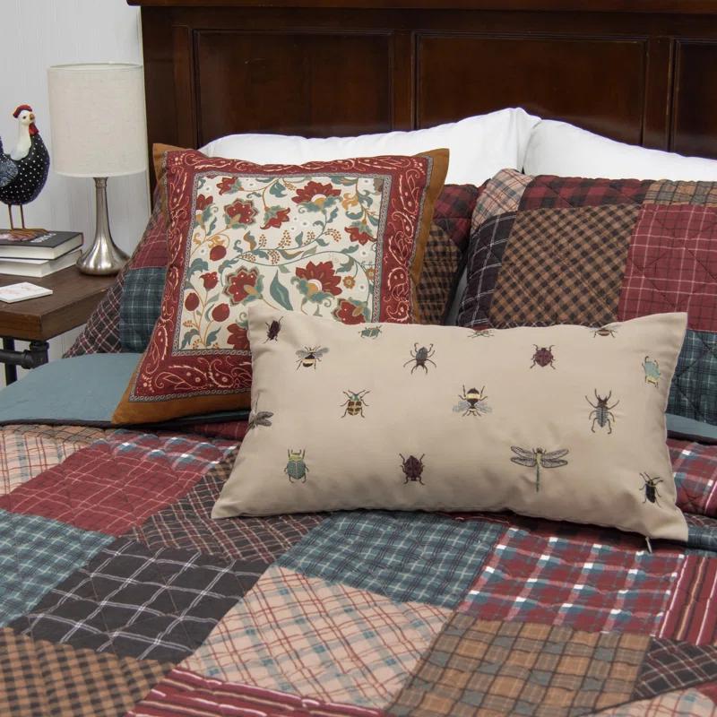 Appalachia Plaid Embroidered Cotton Pillow Set