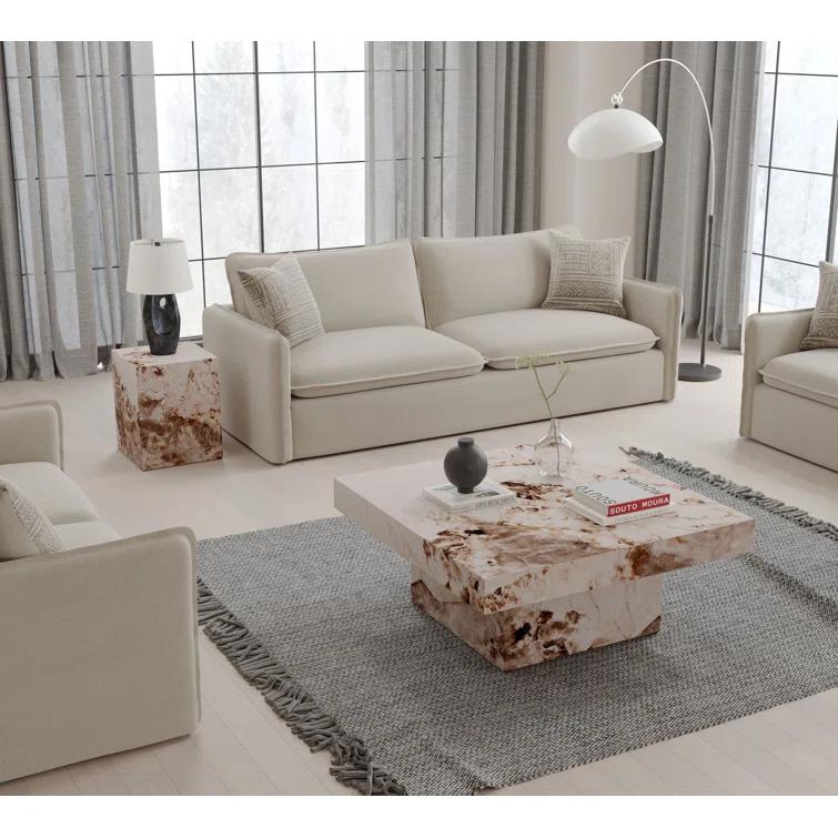 ACME Furniture Fultan Square End Table In White Engineered Stone