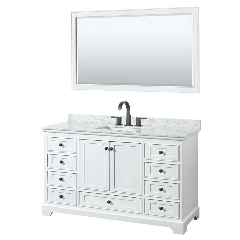 Wyndham Collection Deborah 60'' Single Bathroom Vanity with Marble Top with Mirror