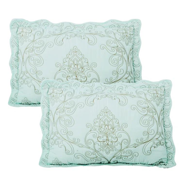 Home Soft Things Damask Embroidery Oversized 4 Piece Quilt Set