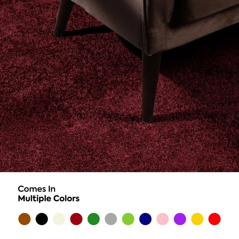 Latitude Run® Furnish My Place Modern Plush Pet and Kids Friendly Solid Color Burgundy Area Rugs, Stain & Fade Resistance, Made in USA, Perfect for Living Room, Dining Room, Bedroom, Playroom and Kidsroom, Event, Wedding Rug