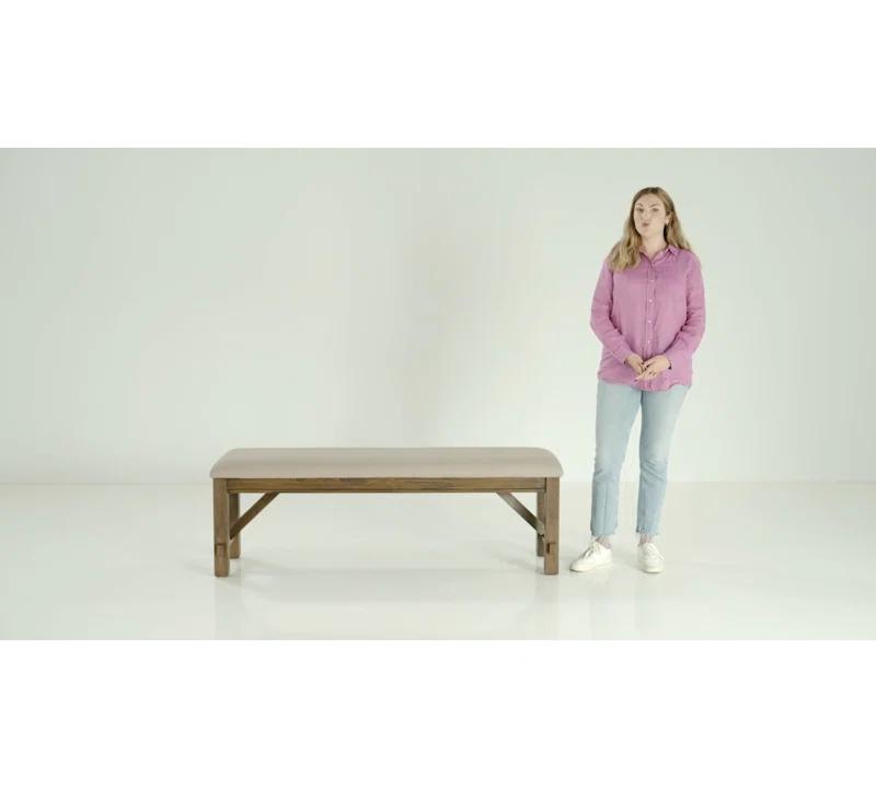 Gigi 60" Solid Wood and Upholstered Farmhouse Dining Bench