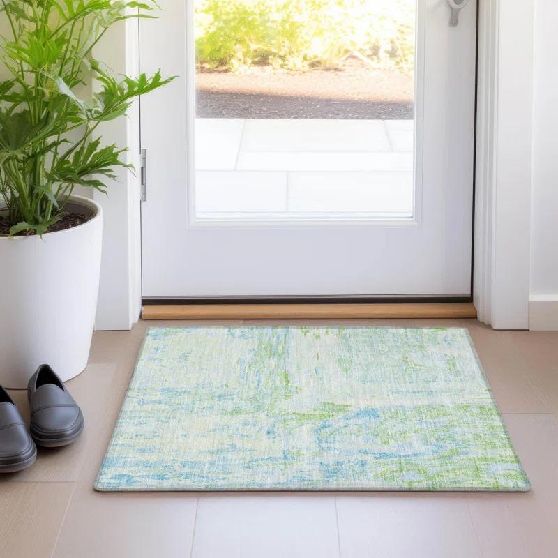 Wade Logan® Machine Washable Indoor/Outdoor Christain ACN1352 Mint Rug