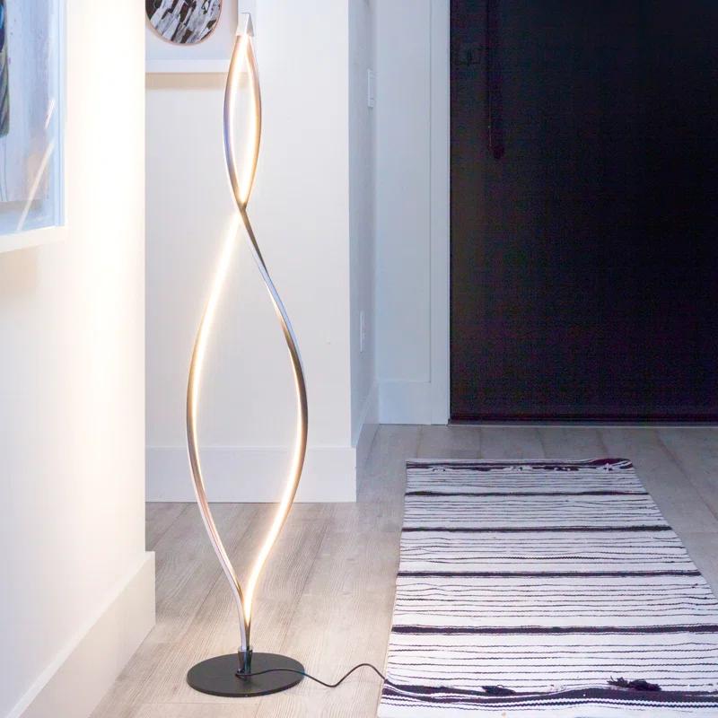 Brightech Twist 43 in. Industrial 2-Light LED Energy Efficient Floor Lamp with Built-In 3-Way Dimmer