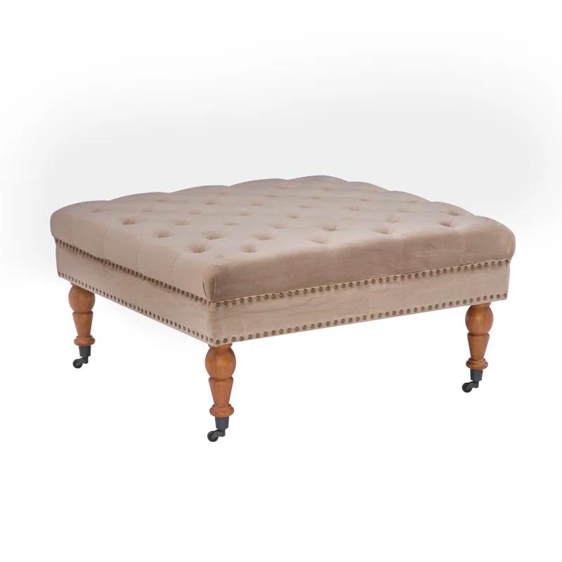 Kelly Clarkson Home Landis 35" Nailhead Trim Tufted Upholstered Ottoman