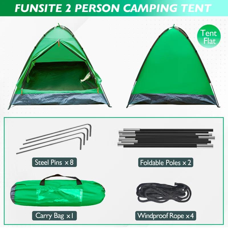 Garsing 2 Person Lightweight Camping Tent With Carrying Bag