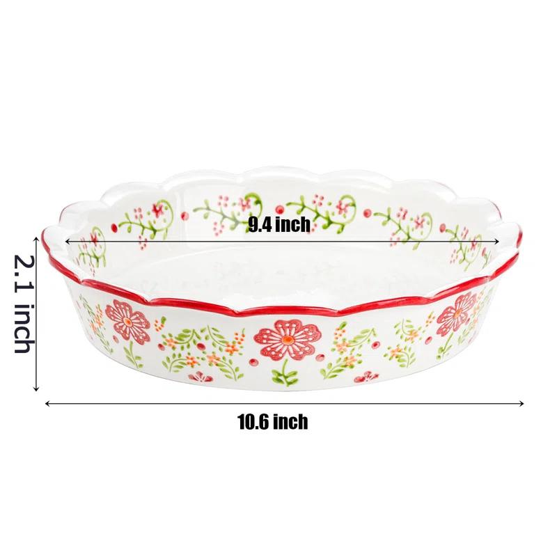 MASTER CRAFT WINDOW AND DOOR 2 Pack Ceramic Pie Plate For Baking With Fluted Rim, 9 Inch Round Pie Dish Colorful Floral Pie Pan Deep Quiche Baking Dish For Dessert, Pies, Quiche, Baking, Dishwasher And Microwave Oven Safe
