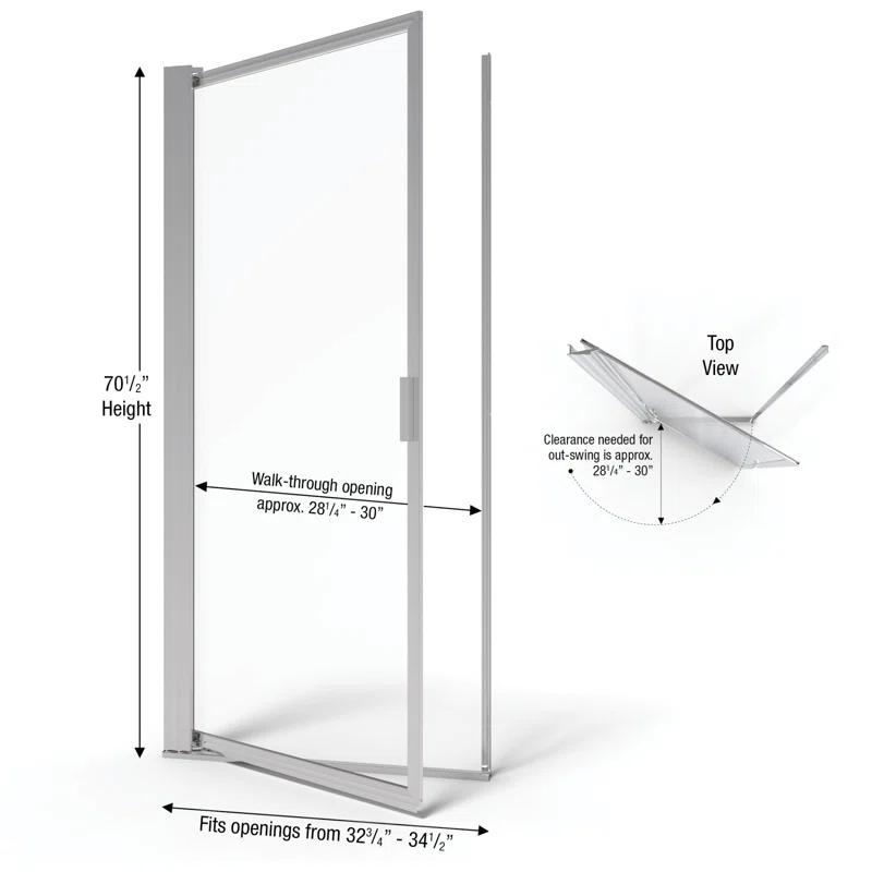 Sopora 32.75" W x 70.5" H Pivot Framed Shower Door