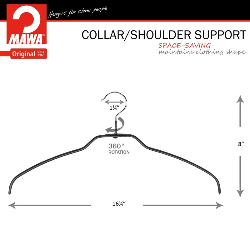 Mawa Metal Non-Slip Standard Hanger for Dress/Shirt/Sweater (Set of 20)