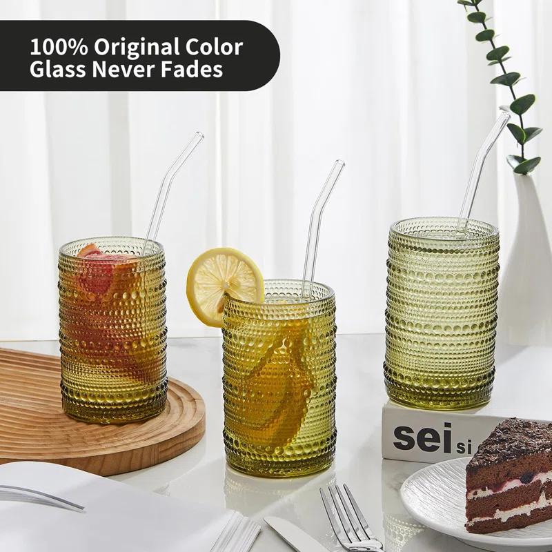 Vintage Glassware Drinking Glass Set of 6, Nailhead Glass