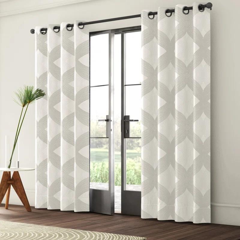 Madison Park Bentley Ogee Knitted Jacquard Geometric Total Blackout Single Curtain Panel