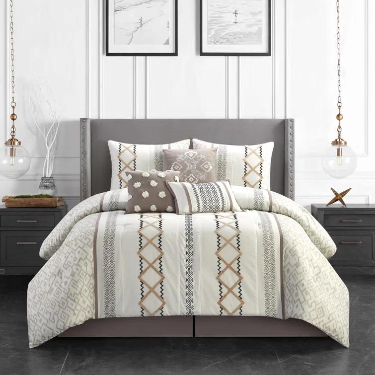 Nanshing America, Inc Anthony Microfiber 7 Piece Comforter Set