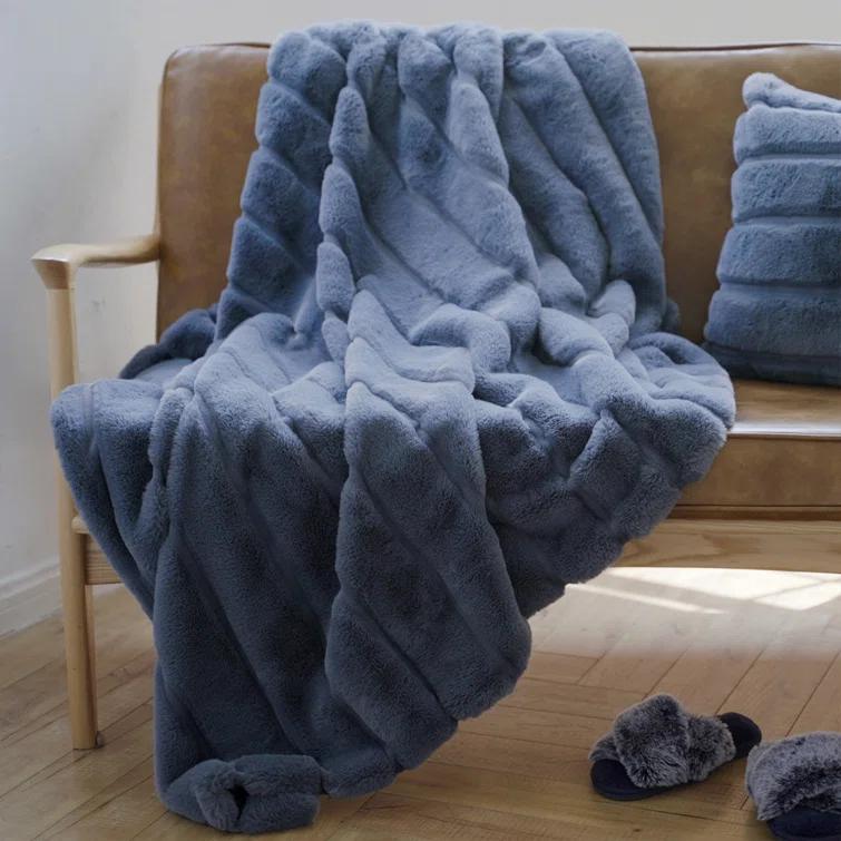 Cozy Bliss Soft Faux Fur Throw Blanket Plush Winter Blanket