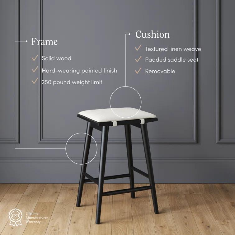 Nathan James Barker Upholstered Counter Stool with Solid Wood Frame
