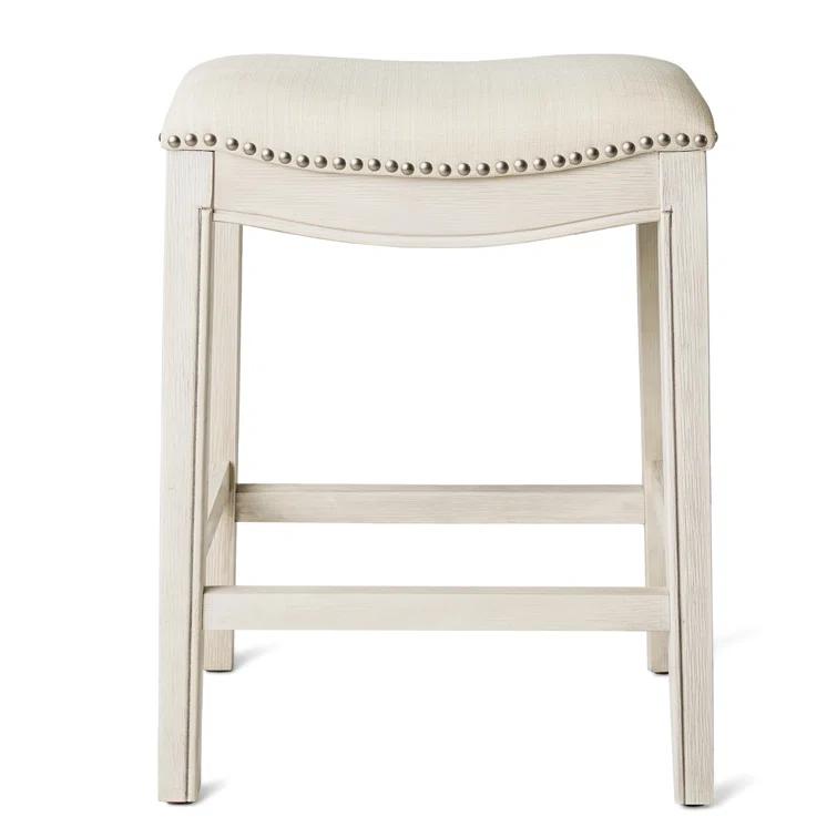Maven Lane Adrien Saddle Barstool with Vegan Leather Upholstery