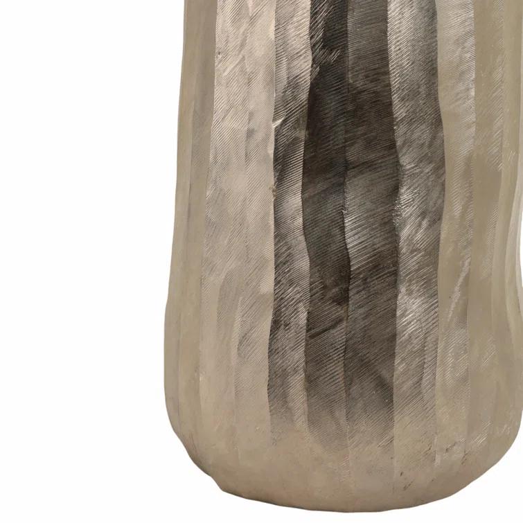 Sagebrook Home 58" Rounded Etched Metal Floor Vase, Silver | Perigold