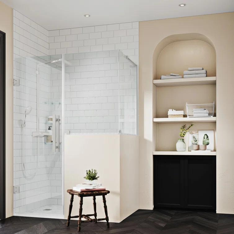 Ove Decors Endless Tampa-Pro 47" W x 72" H Buttress Corner Shower Kit, Door, Panel, Shelves TP0194201