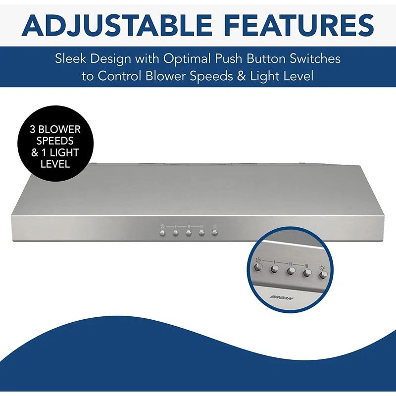 Broan NuTone 30" Stainless Steel 375 CFM Convertible Under Cabinet Range Hood