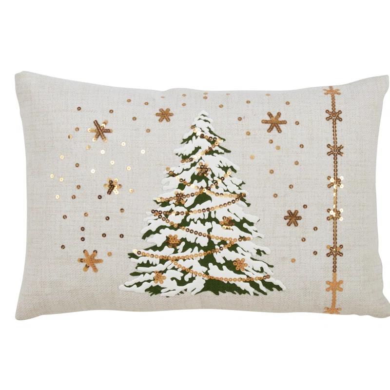 Christmas Tree Sequined Throw Pillow
