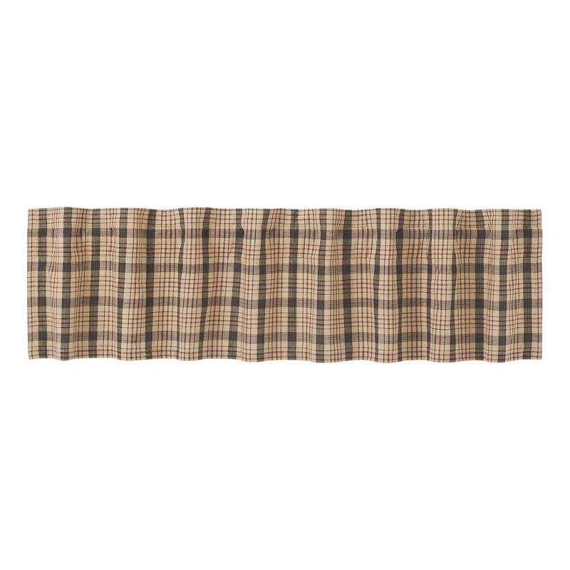 Rosalind Wheeler Holms Plaid Cotton Tailored Window Valance in Khaki/ Forest Green/ Russet