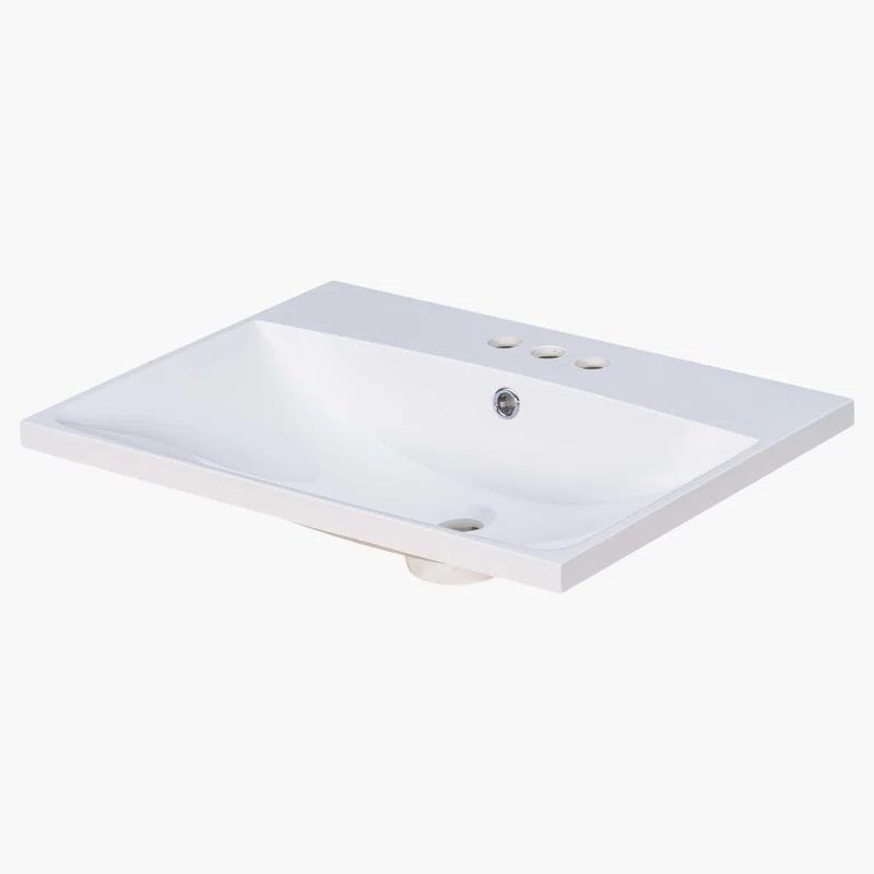 Wenty 18'' White Ceramic Rectangular Bathroom Sink