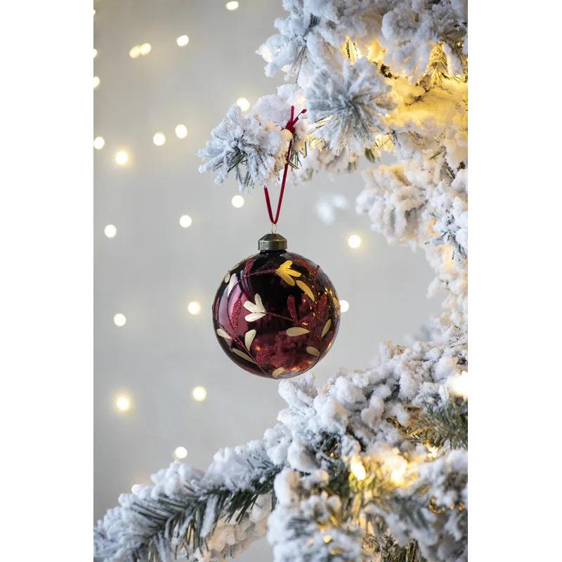 Astoria Grand D3.9" Christmas Ball Ornaments, Glass Decorative Hanging Ball Christmas Tree Ornaments for Holiday Party Decorations, Set of 6