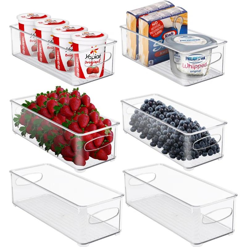 Sorbus Sorbus 6 Pack Narrow Stackable Clear Storage Bins with Handles