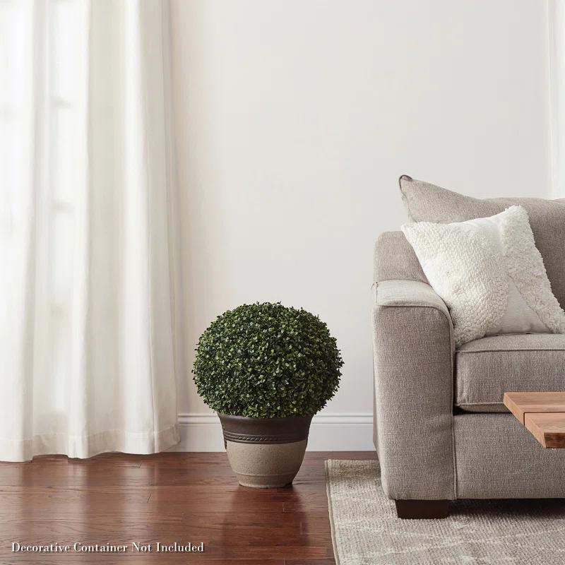 Pure Garden Topiary Life Artificial Boxwood Plant - 21-Inch Topiary Ball Faux Plant - Indoor or Outdoor Fake Plants for Home, Entryway, or Porch Decor