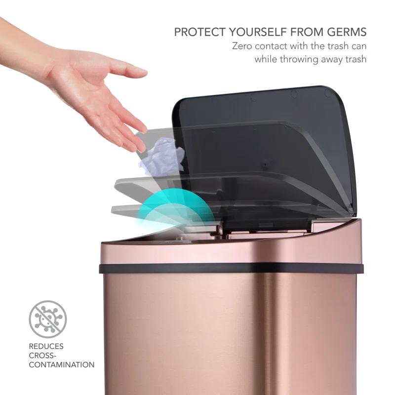 NineStars Nine Stars 13.2 Gallon Stainless Steel Motion Sensor Trash Can