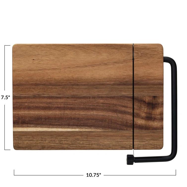 Creative Co-Op Acacia Wood and Stainless Steel Cheese Slicer