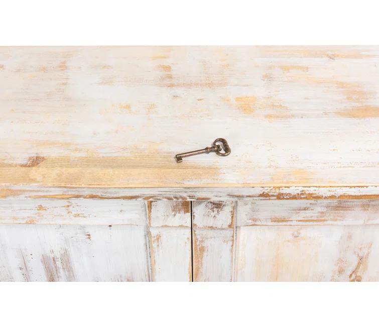 Luciana 112" Distressed White Wood Buffet