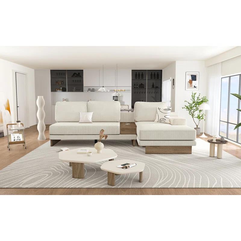 Beachcrest Home™ Doucette Modern Sofa 114" L-Shaped Sofa Sectional Sofa With Two USB Ports And Two Power Sockets