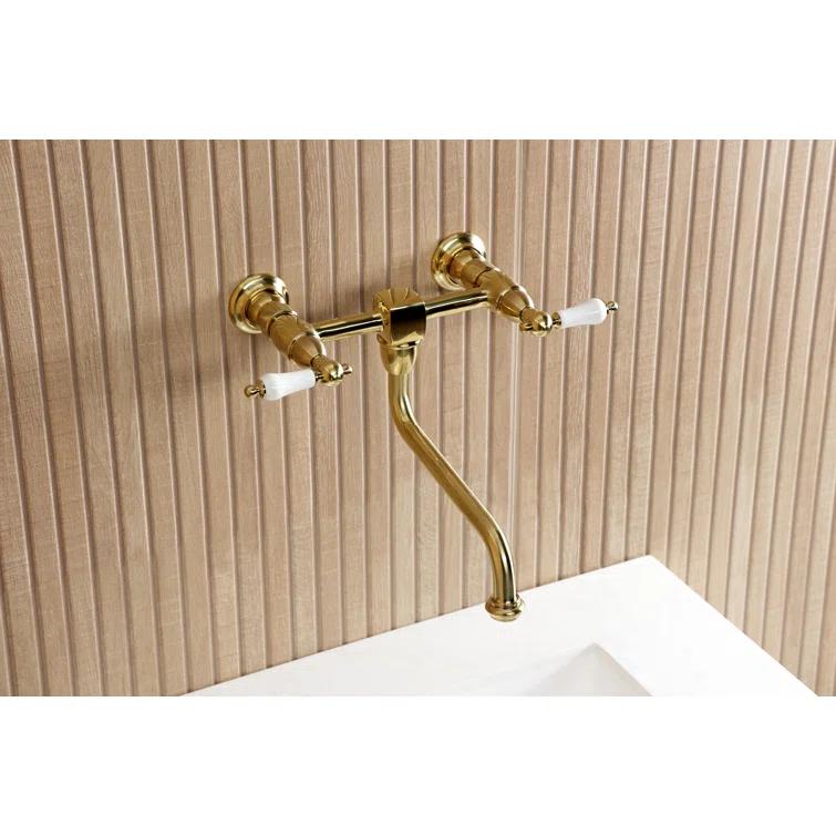 Kingston Brass Kingston Brass Heritage Two-Handle 2-Hole Wall Mount Bathroom Faucet KS1217PL