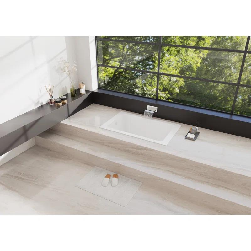 Kingston Brass Aqua Eden 54-Inch Acrylic Rectangular Drop-In Tub with Anti-Skid Surface