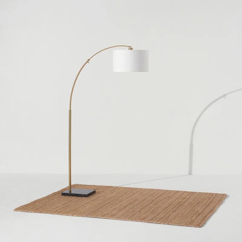 Logan 76 in. Modern Adjustable and Extendable LED Floor Lamp with Fabric Drum Shade