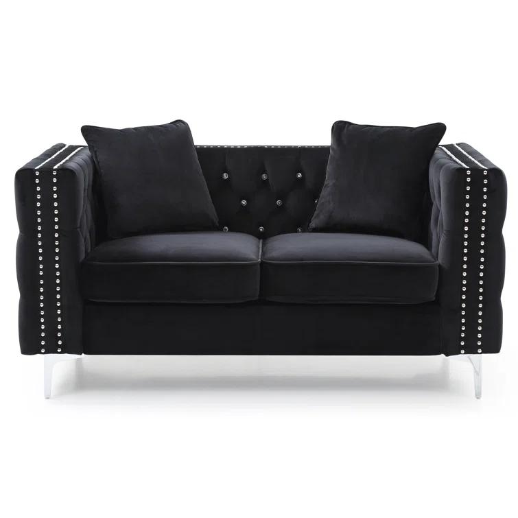 Glory Furniture Paige Mid Century Modern Velvet Loveseat