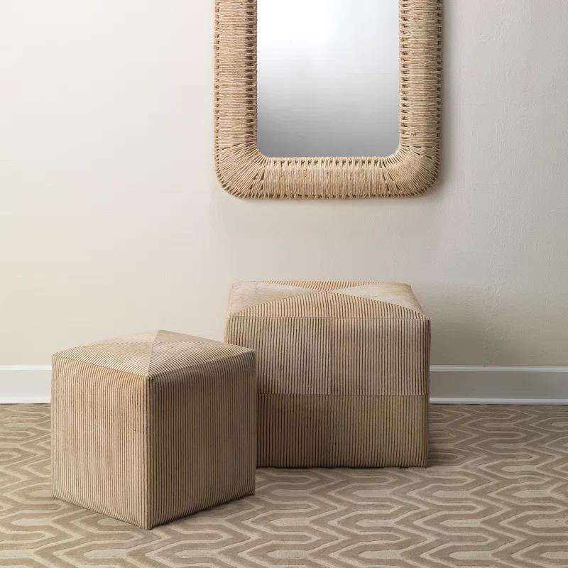Jamie Young Company Pinstriped Leather Ottoman