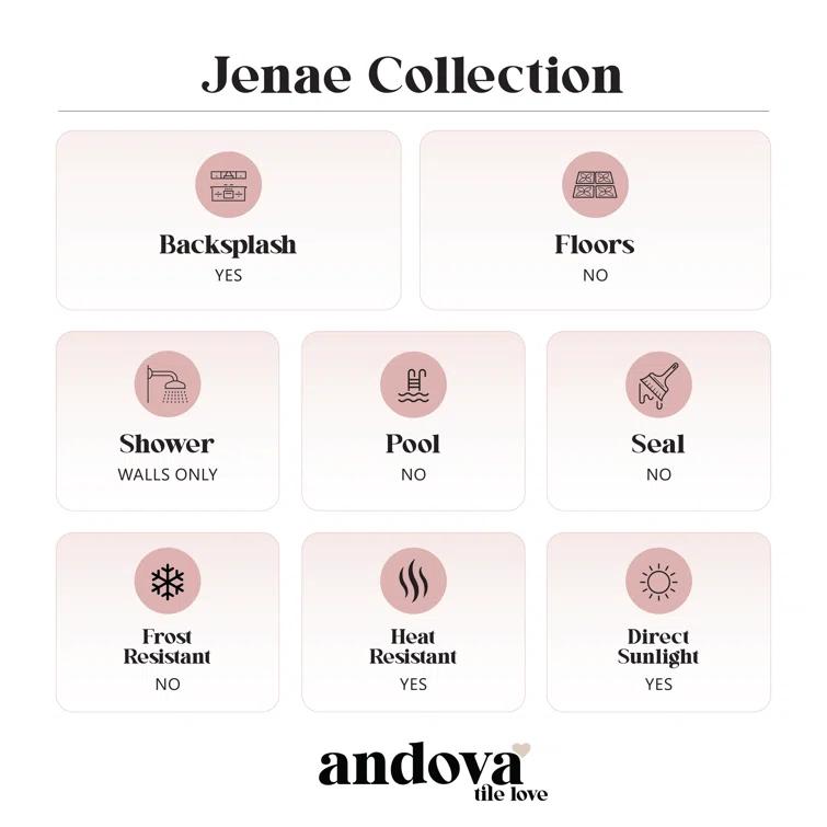 Andova Jenae 4-in. Zellige Glossy Ceramic Wall Tile