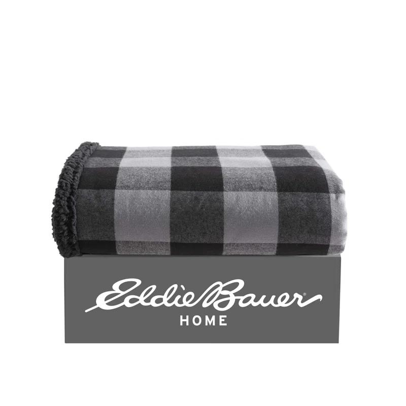 Eddie Bauer Eddie Bauer Cabin Plaid Flannel/Sherpa Throw Blanket