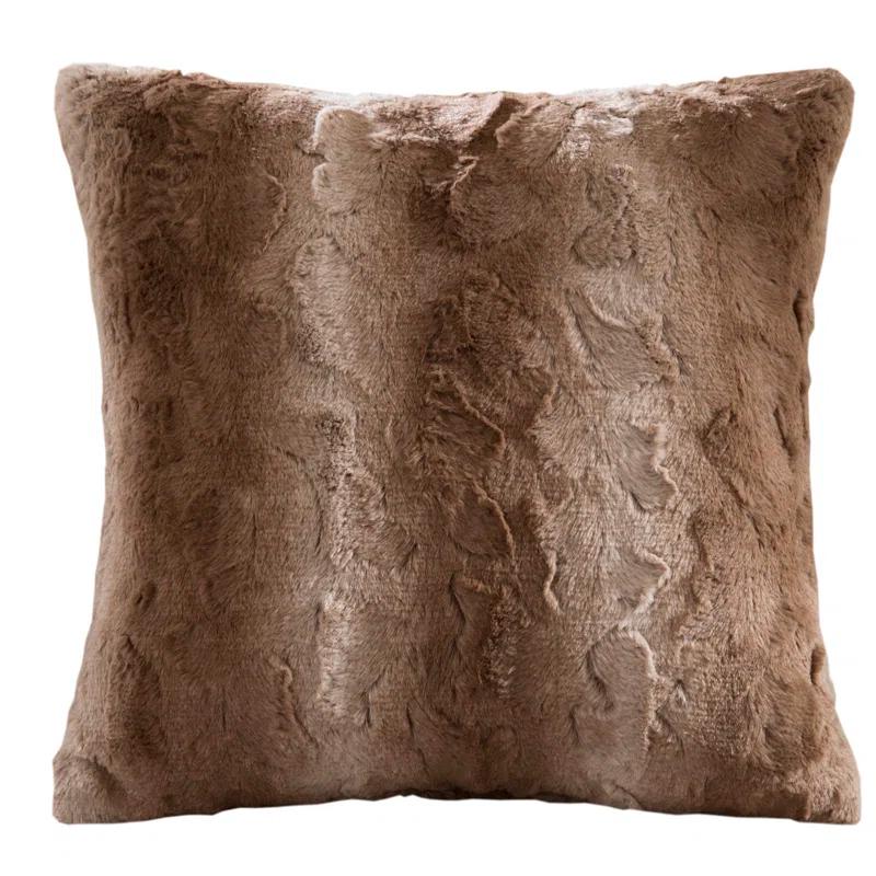 Faux Fur Striped Throw Pillow