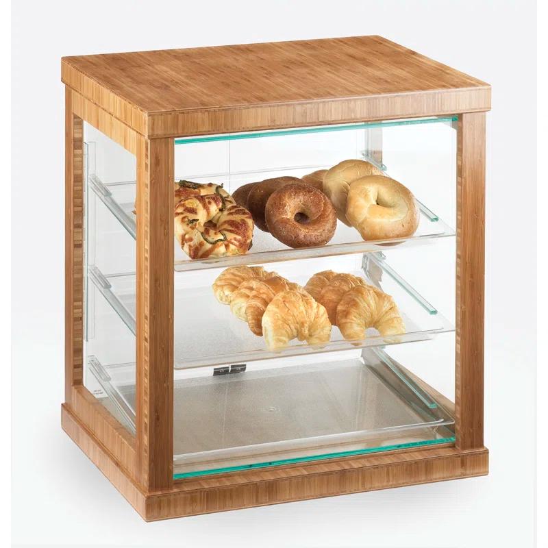 Cal-Mil Bamboo Three Tier Display Case with Rear Doors - 21" x 16 1/4" x 22 1/2"