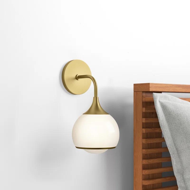 Kegan Single Light Glass Dimmable Armed Sconce
