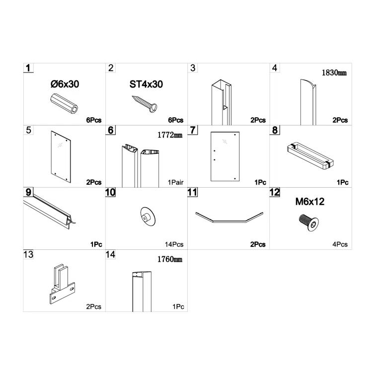 Audiohome Shower Door 34-1/8" X 72" Semi-Frameless Neo-Angle Hinged Shower Enclosure AHYTD-W124366340