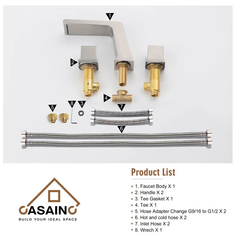 Widespread Faucet 2-Handle Bathroom Faucet with 3 Holes and Pop Drain