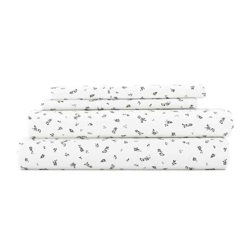 IEnjoy Home Violets Pattern Microfiber Sheet Set