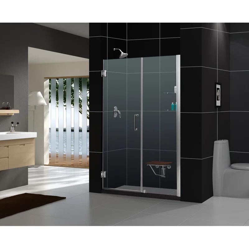 Unidoor 49" W x 72" H Hinged Frameless Shower Door
