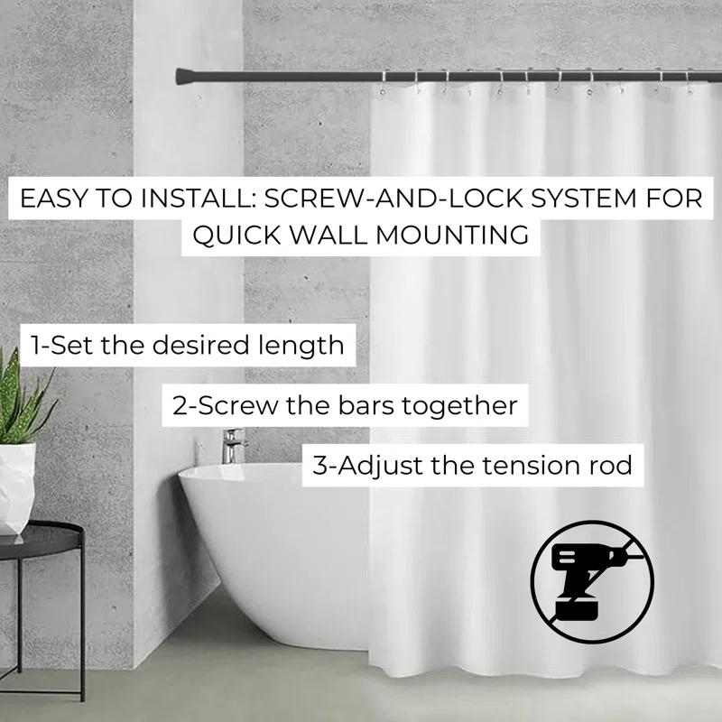Evideco Adjustable Shower Curtain Rod, Tension Design for Quick Installation, Extendable Length 41.3 to 98.4 Inches