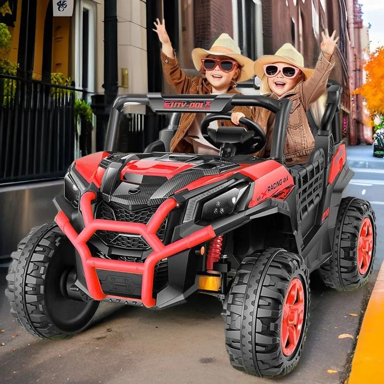 Ancheer 24v 2 Seater Ride on Car with Remote Control, 4WD/2WD Kids Power Electric Wheel UTV, 20" Spacious Seat, 4 Shock Absorbers, Music, Bluetooth, 24 Volt Ride On Toys for Boys/Girls