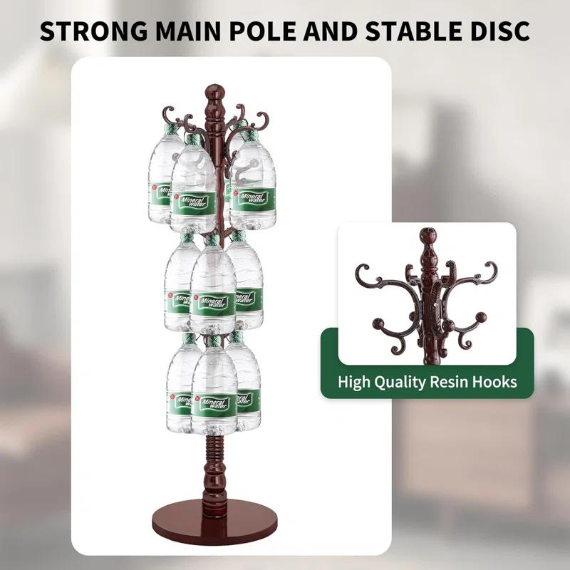 Red Barrel Studio® Wood Coat Rack Stand, Wooden Coat Rack Freestanding With Sturdy Round Base, Coat Racks With 14 Hooks, Natural Birch Wood Entryway Coat Tree Hanger Stand Easy To Assemble