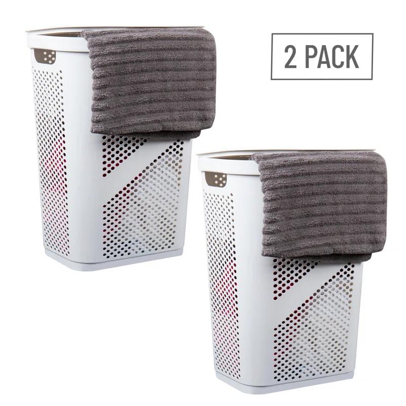 Mind Reader Mind Reader 60L Slim Laundry Hamper, Clothes Basket, Lid, Ventilated, Plastic, 17.25"L x 13.75"W x 23.5"H, 2-Pack